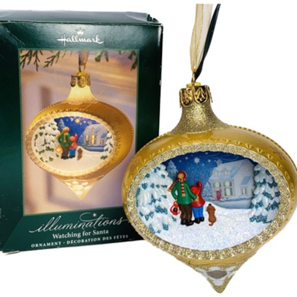 Hallmark‎ Illuminations WATCHING FOR SANTA Lighted Ornament 2005 Works